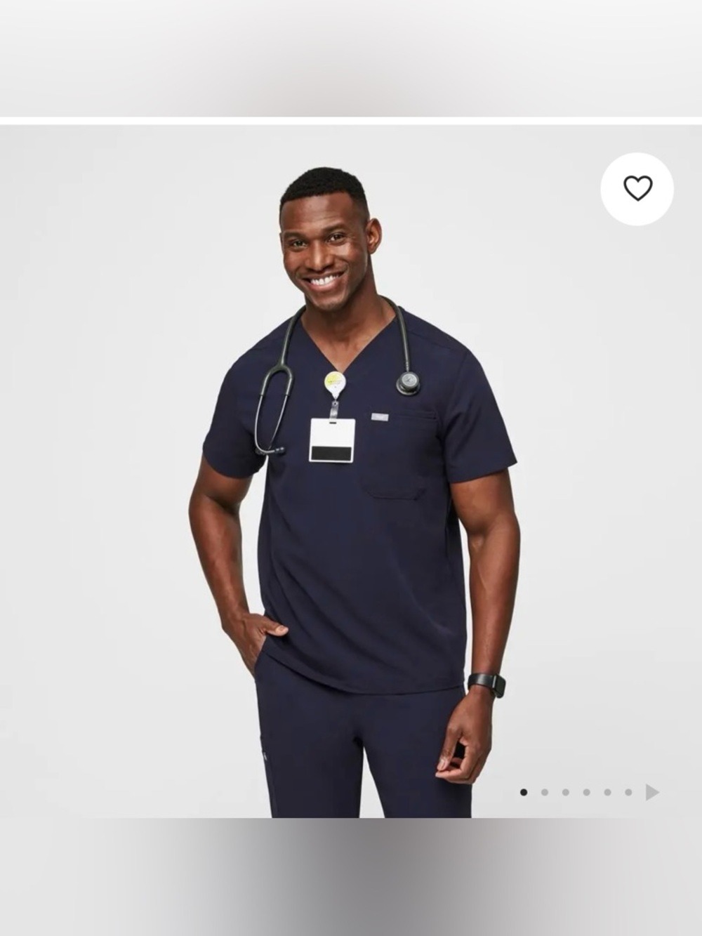 FIGS Leon Two-Pocket Scrub Top in Navy Size Small